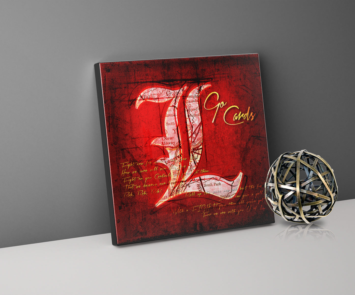 Louisville Cardinals Vintage Canvas Map | Fight Song Lyrics