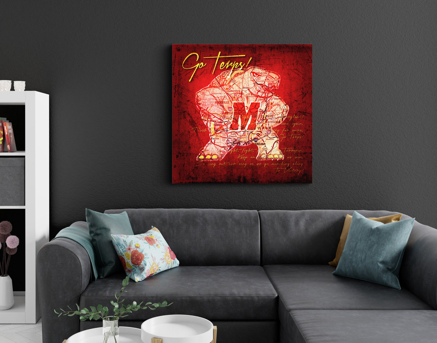 Maryland Terps Vintage Canvas Map | Fight Song Lyrics