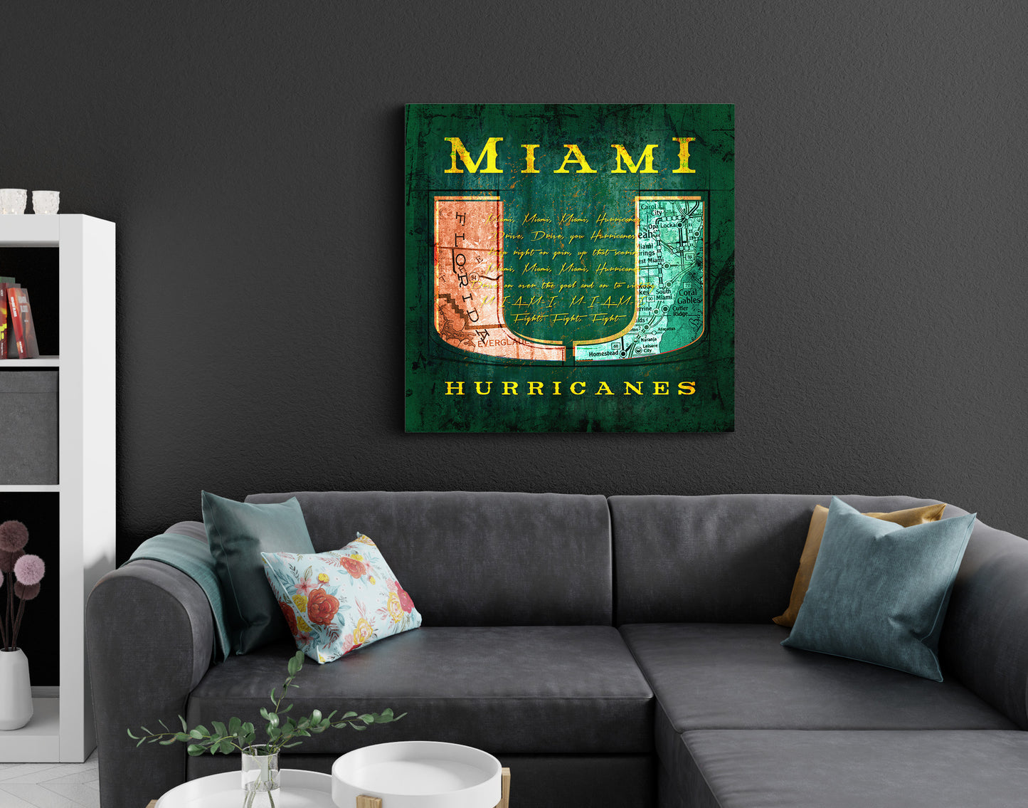 Miami Hurricanes Vintage Canvas Map | Fight Song Lyrics