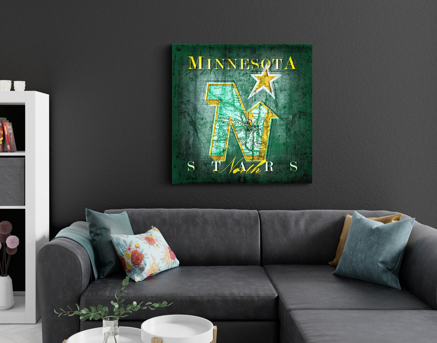 Minnesota North Stars Vintage Canvas Map