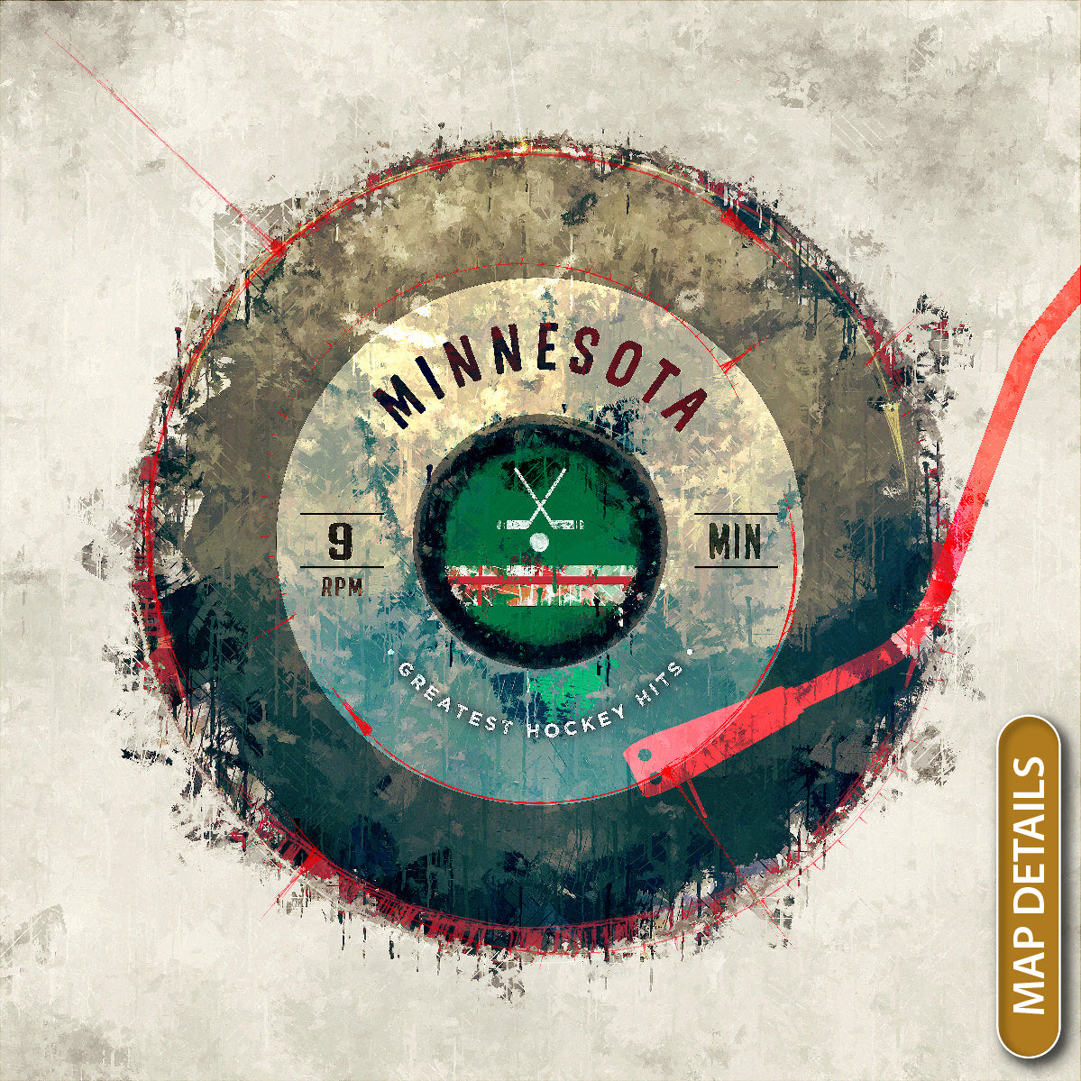 Minnesota Wild Hockey Puck Turntable Canvas Art