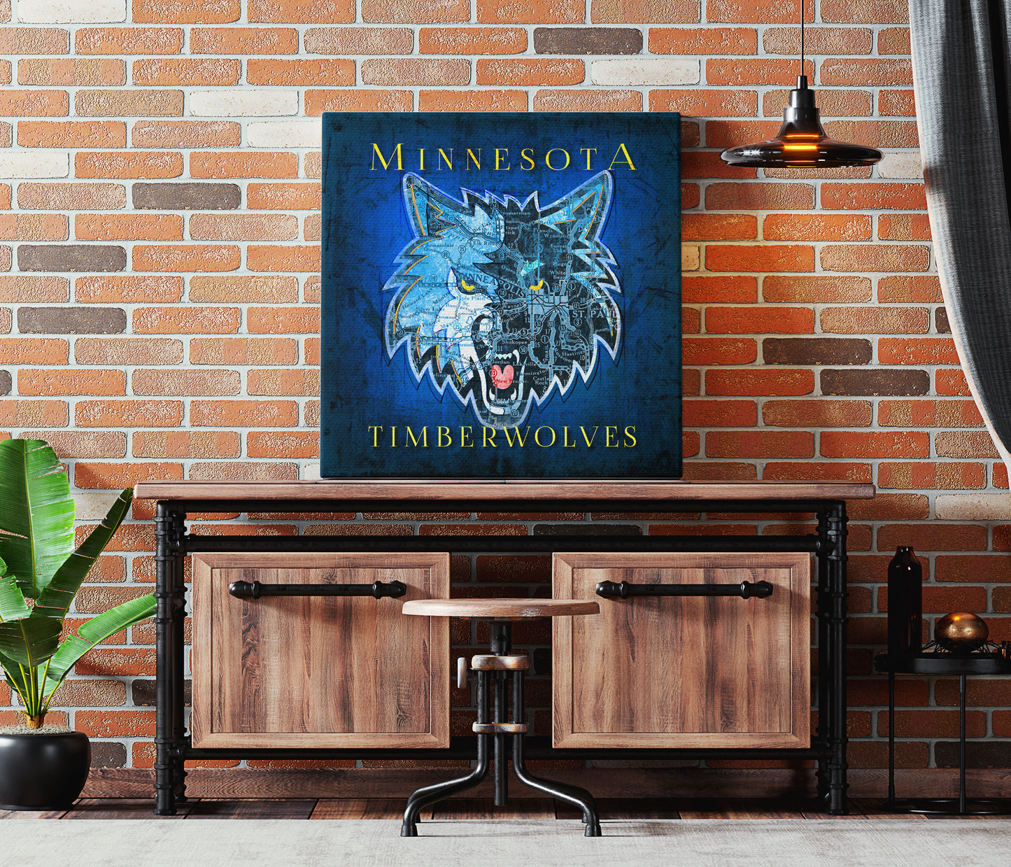 Minnesota Timberwolves Vintage Canvas Map