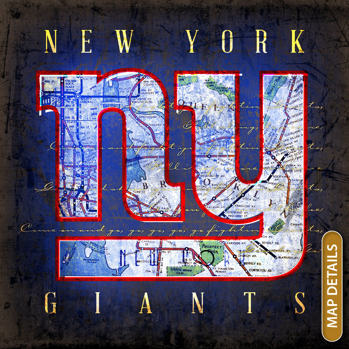 New York Giants Vintage Canvas Map