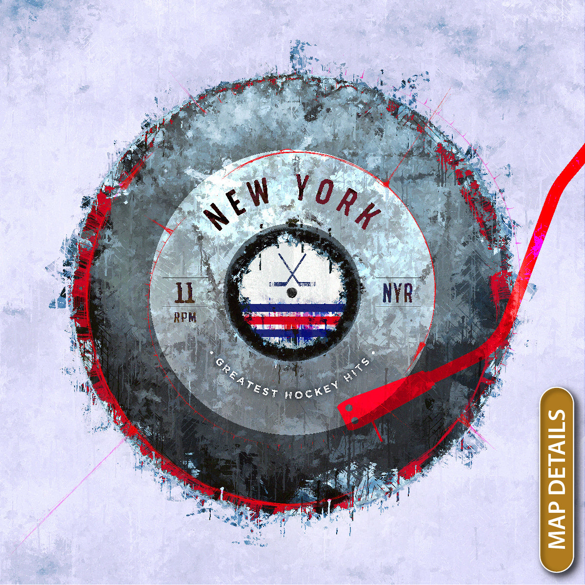 New York Rangers Hockey Puck Turntable Canvas Art