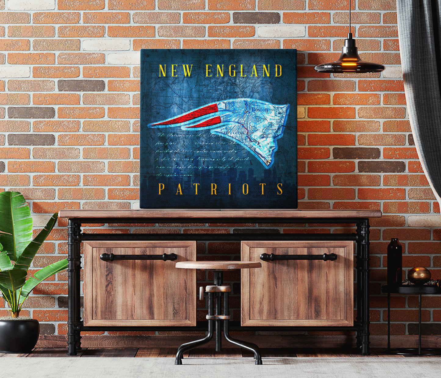 New England Patriots Vintage Canvas Map