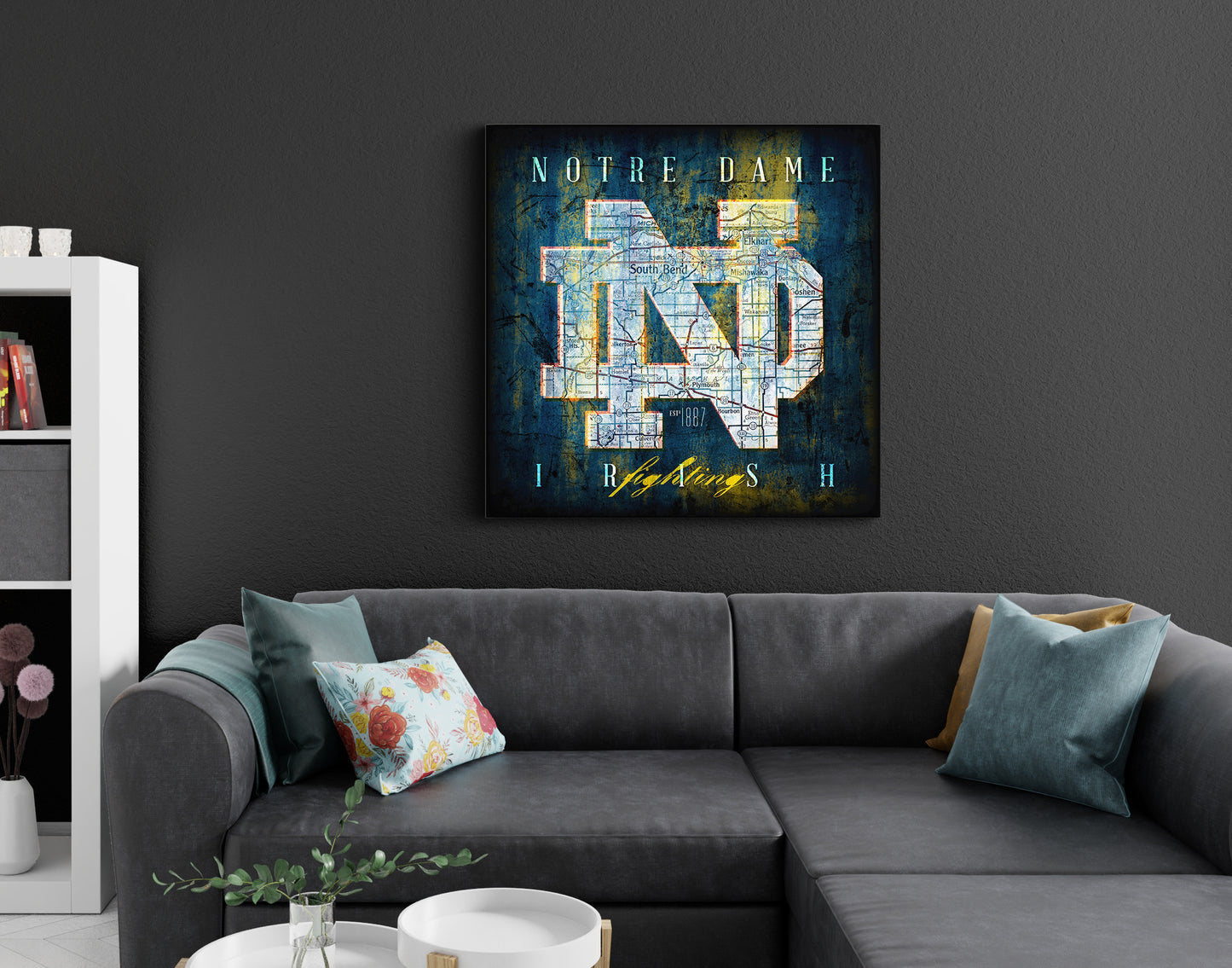 Notre Dame Fighting Irish Vintage Canvas ND Map