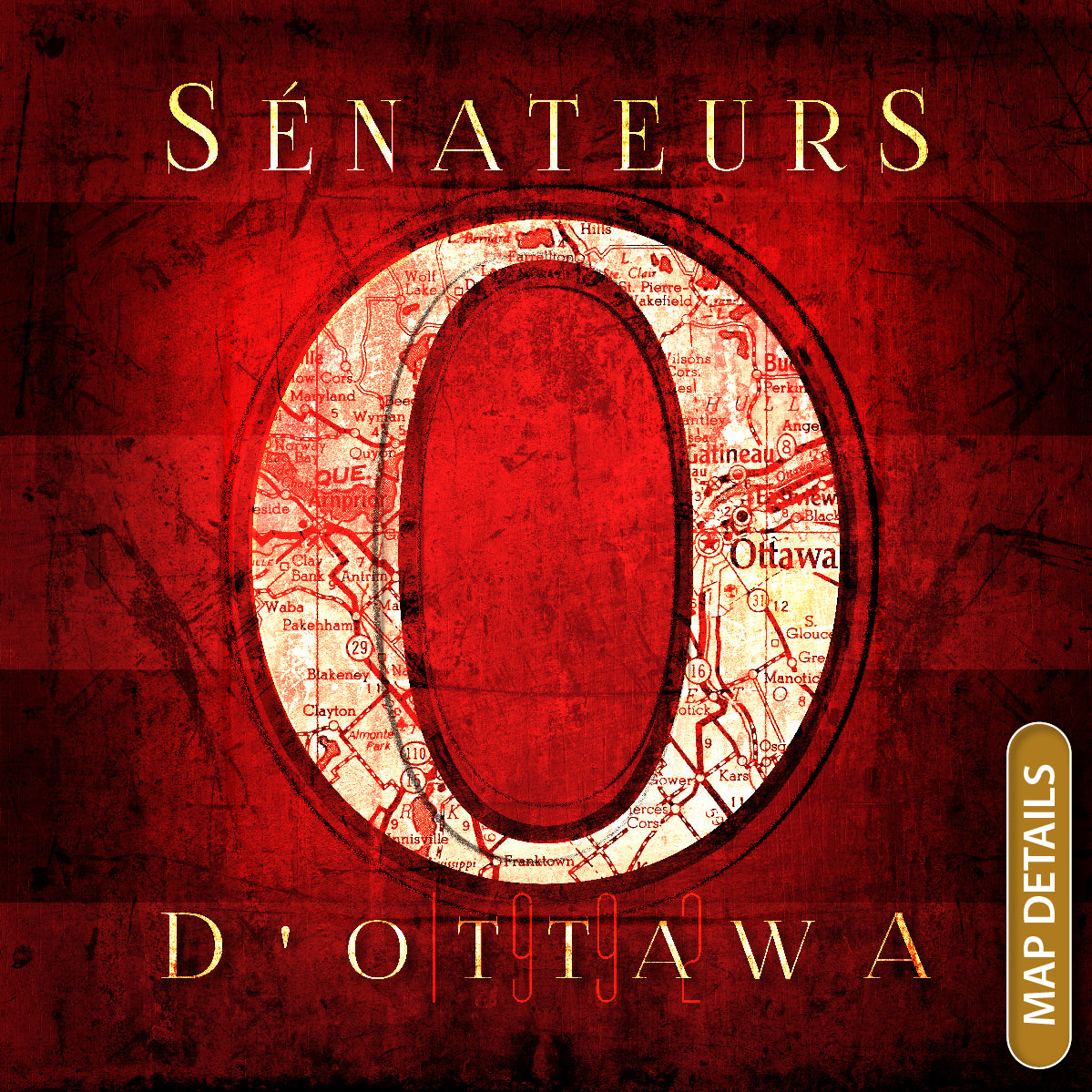 Ottawa Senators Vintage Canvas Map