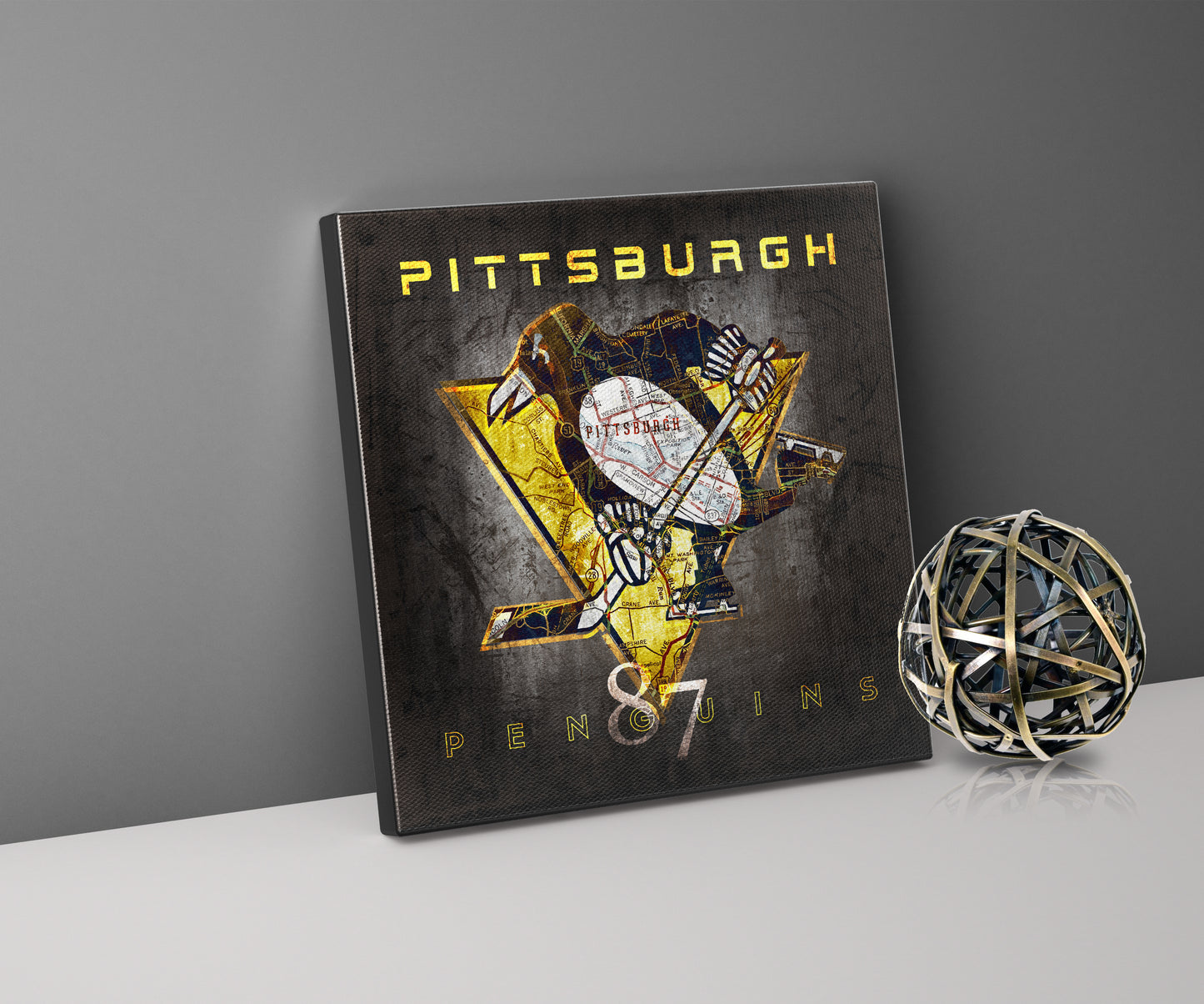 Pittsburgh Penguins Vintage Canvas Map