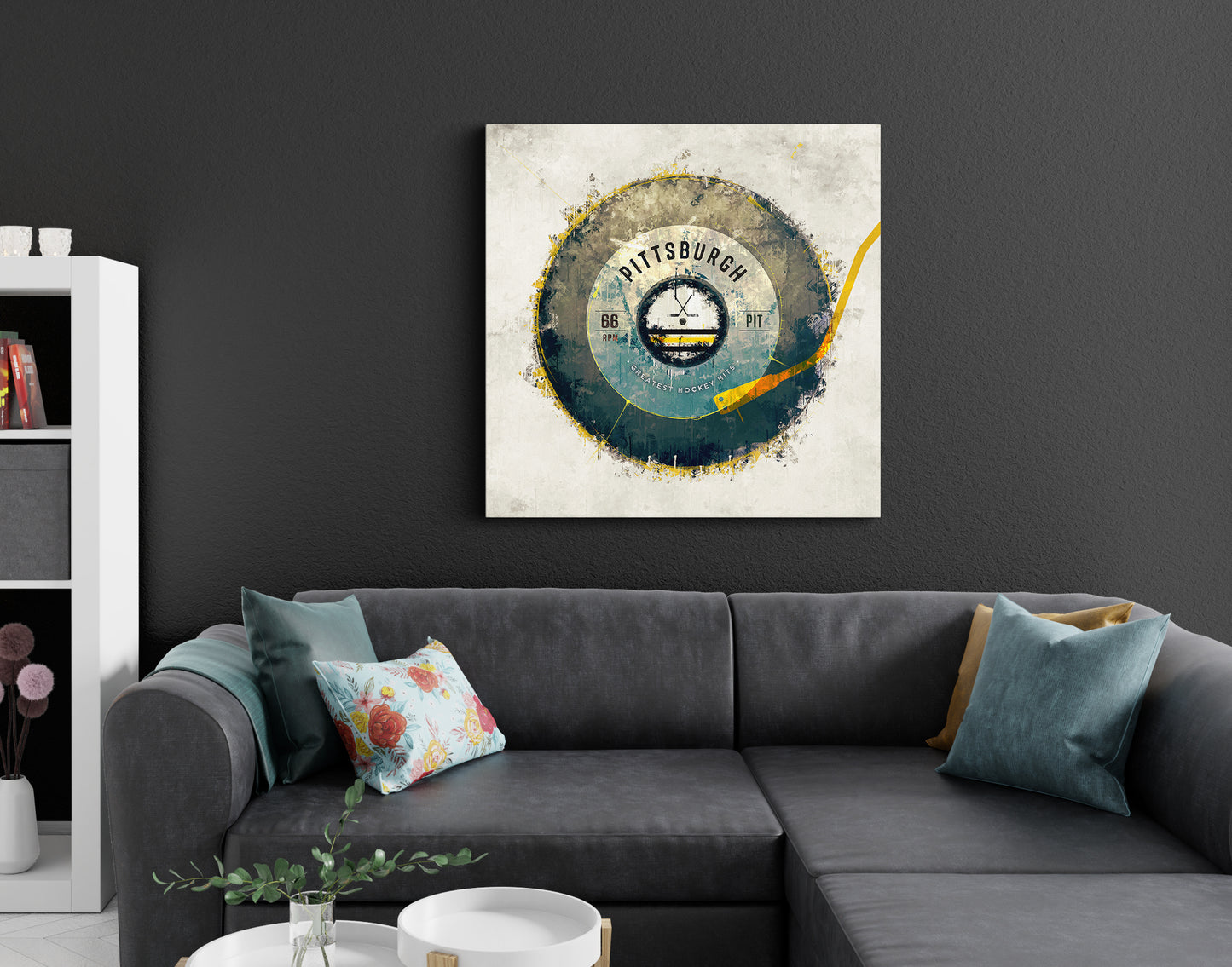 Pittsburgh Penguins Hockey Puck Turntable Canvas Art