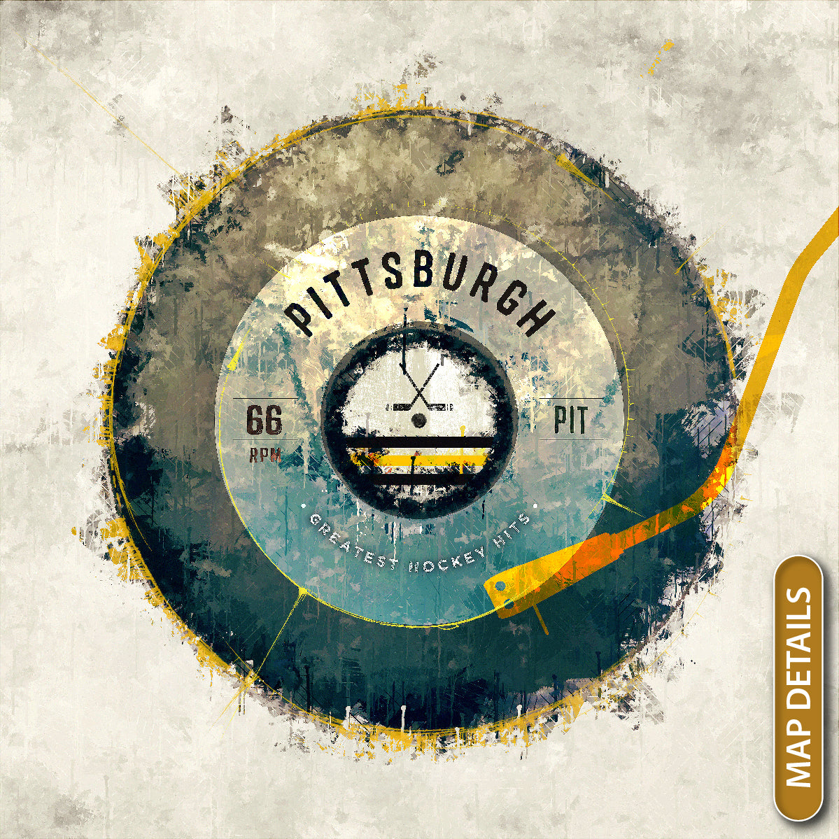 Pittsburgh Penguins Hockey Puck Turntable Canvas Art