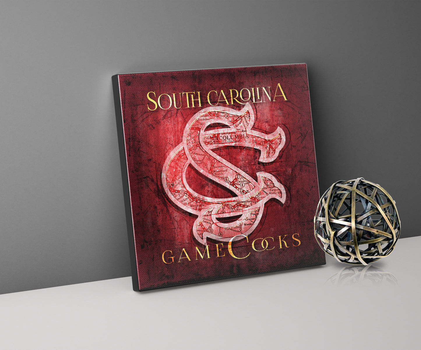 South Carolina Gamecocks Vintage Canvas Map