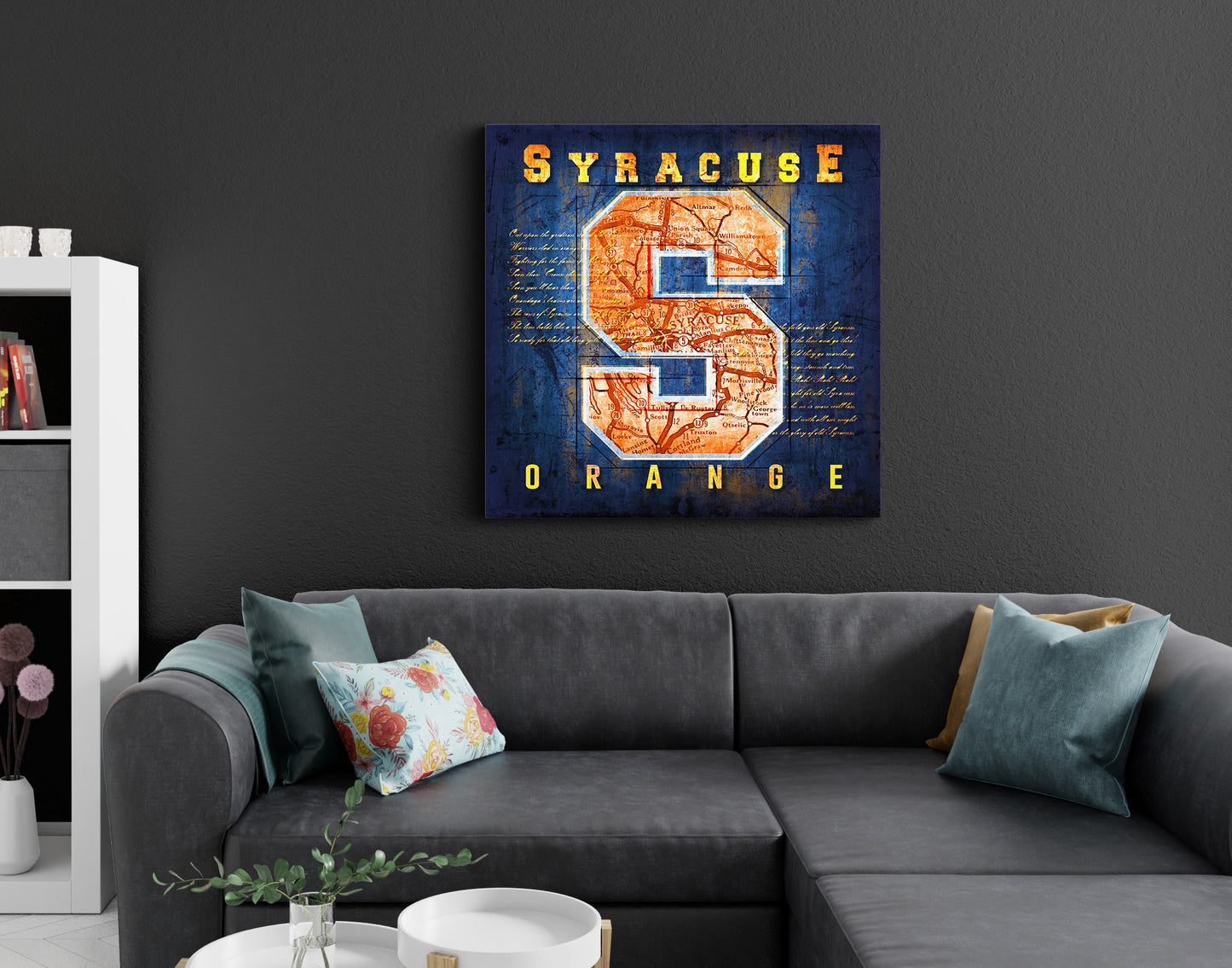 Syracuse Orange Vintage Canvas Map | Fight Song Lyrics