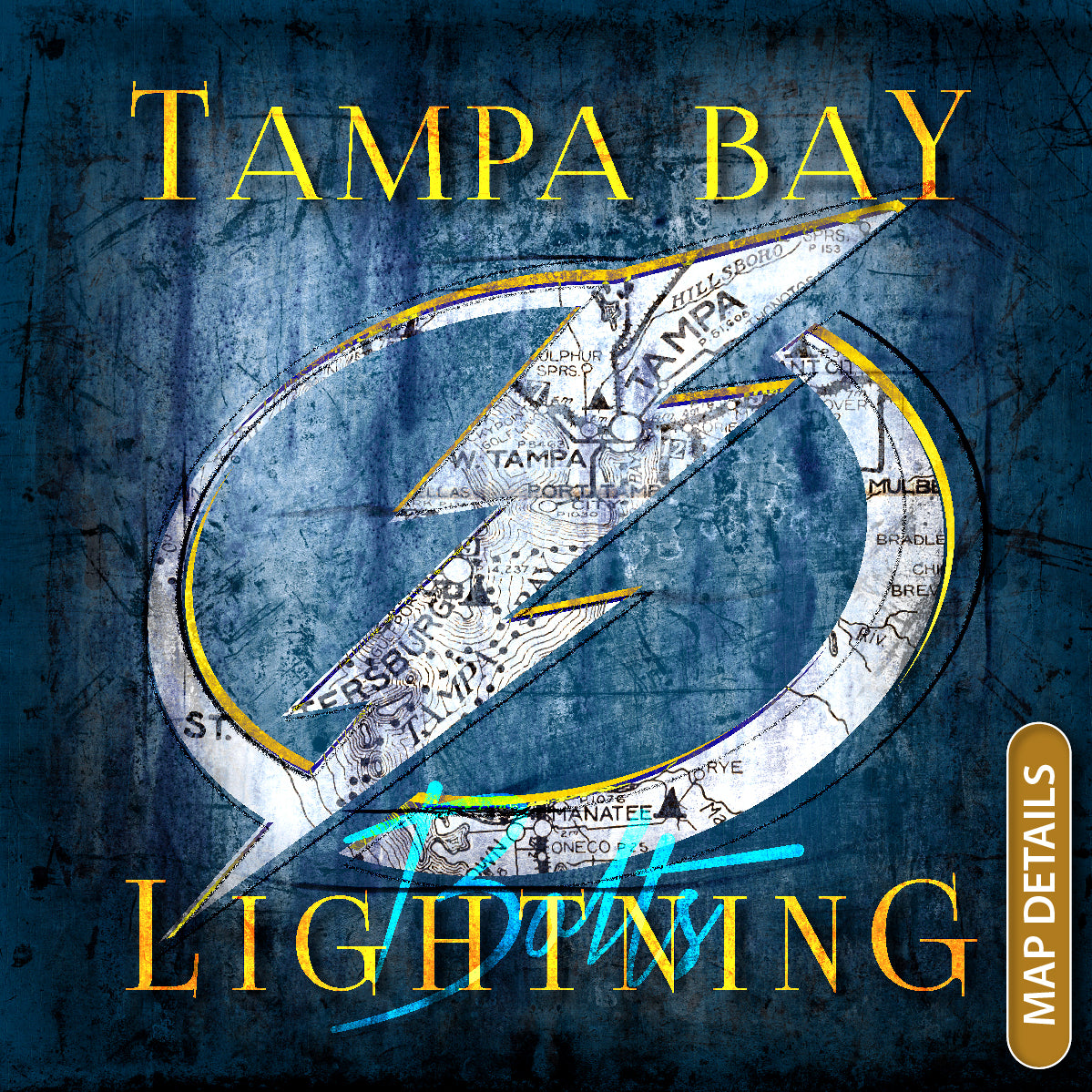 Tampa Bay Lightning Vintage Canvas Map