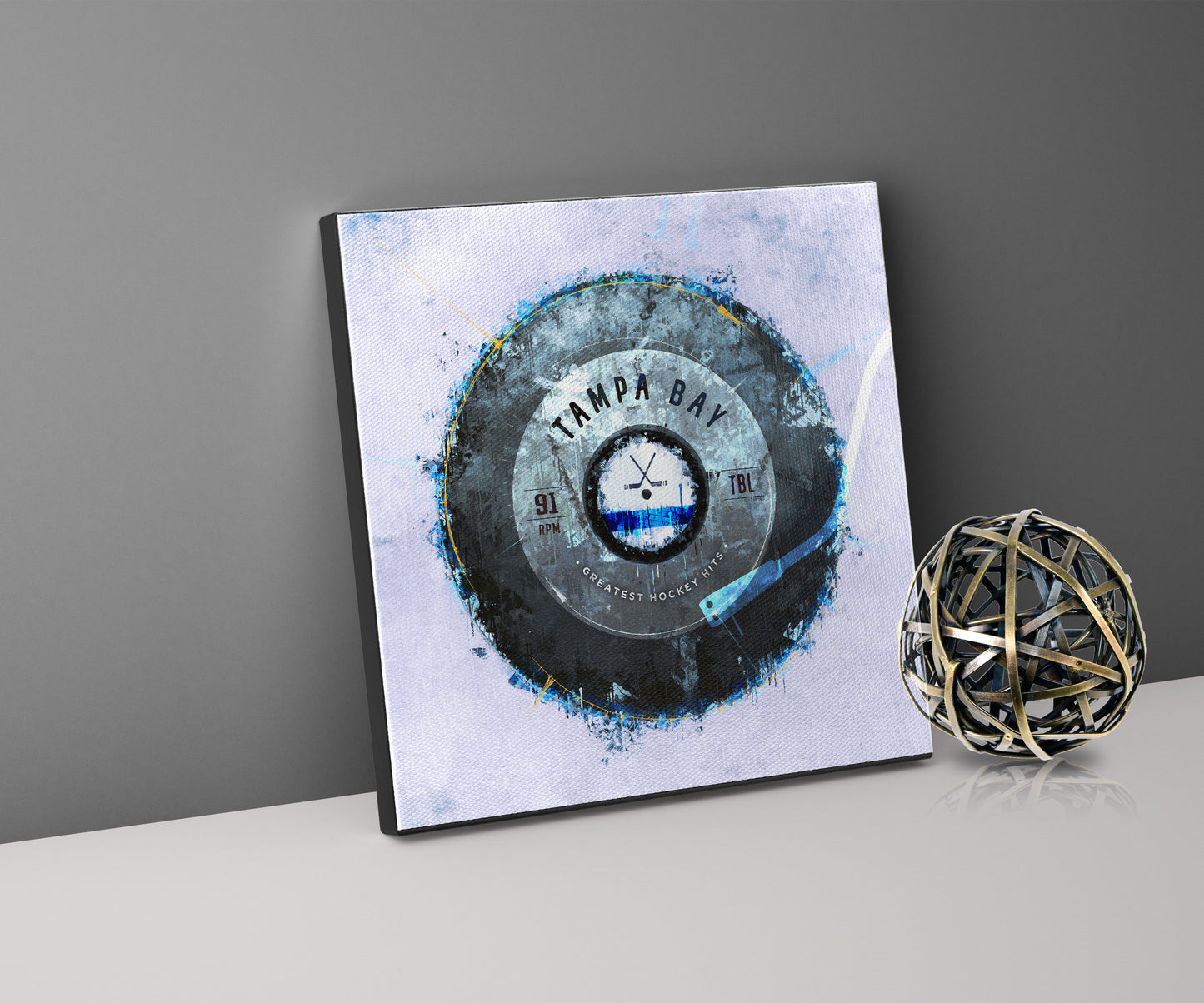 Tampa Bay Lightning Hockey Puck Turntable Canvas Art