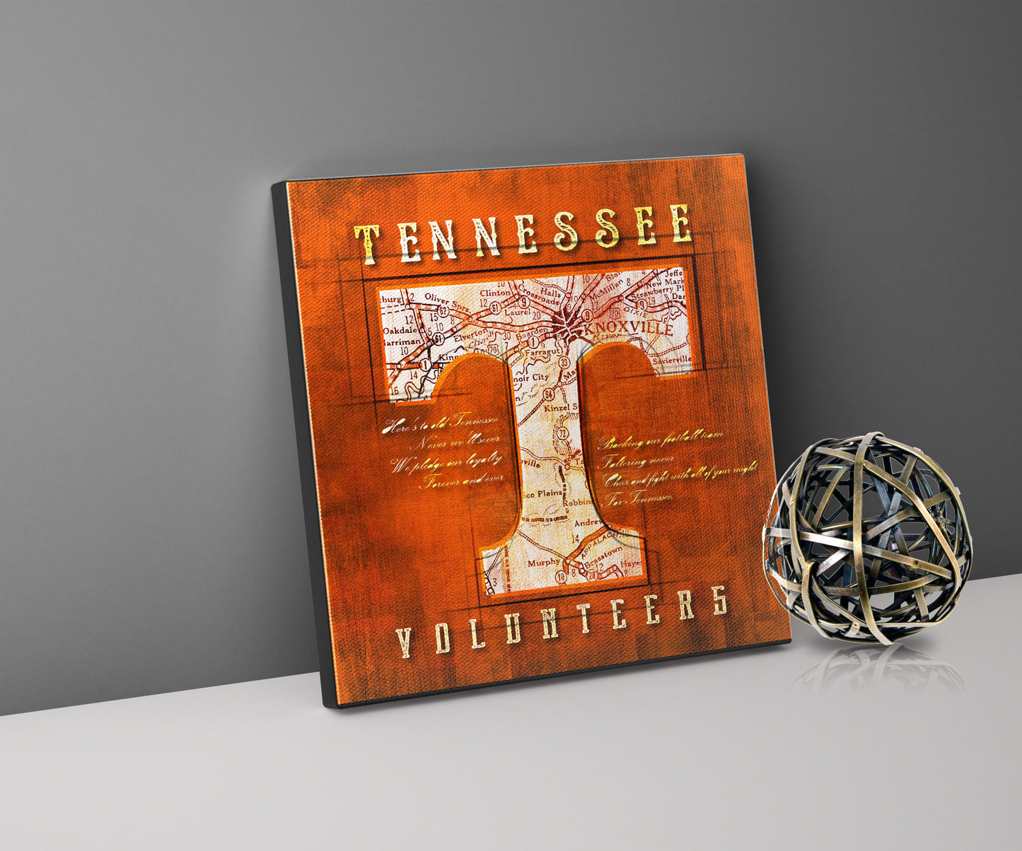 Tennessee Volunteers Vintage Canvas Map | Fight Song Lyrics