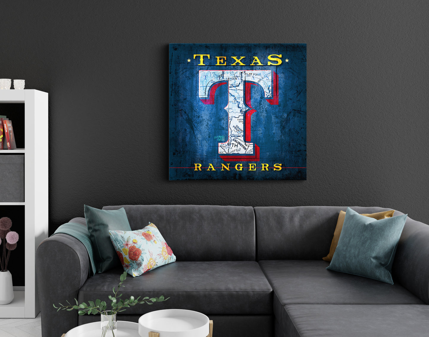Texas Rangers Vintage Canvas Map