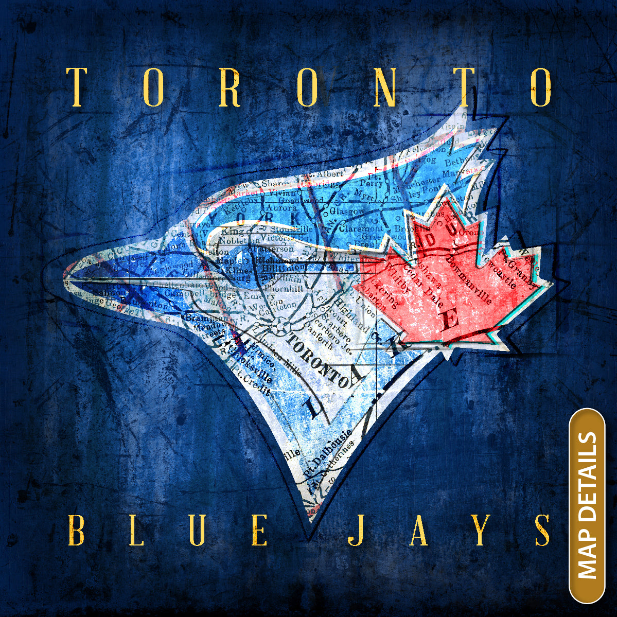 Toronto Blue Jays Vintage Canvas Map