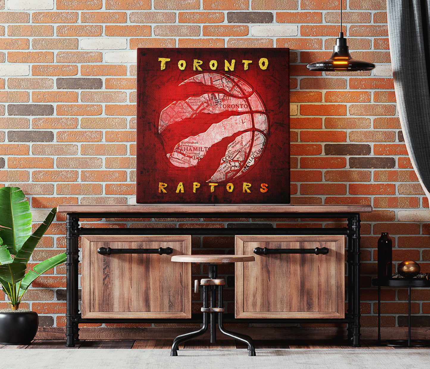 Toronto Raptors Vintage Canvas Map