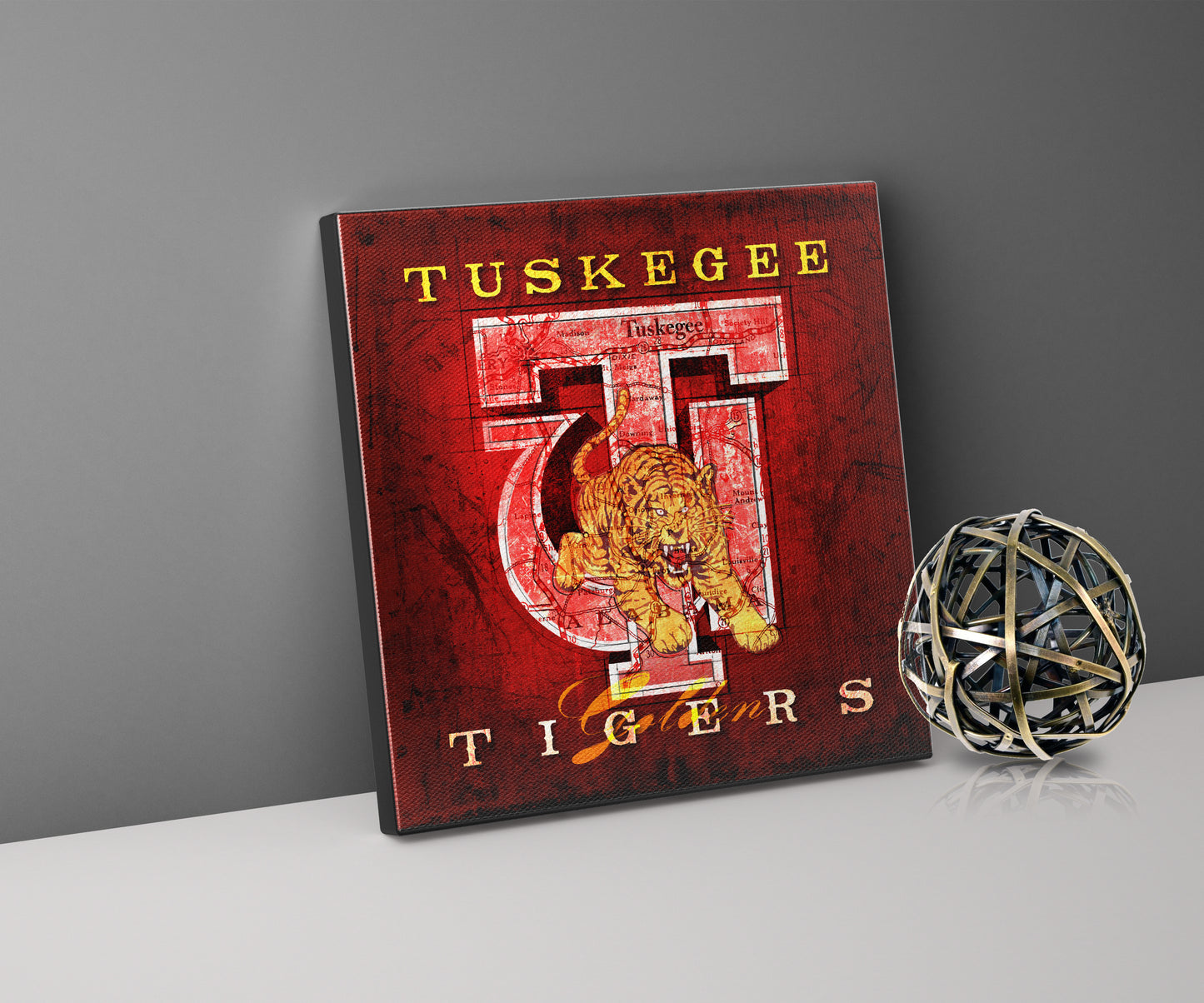 Tuskegee Golden Tigers Vintage Canvas Map
