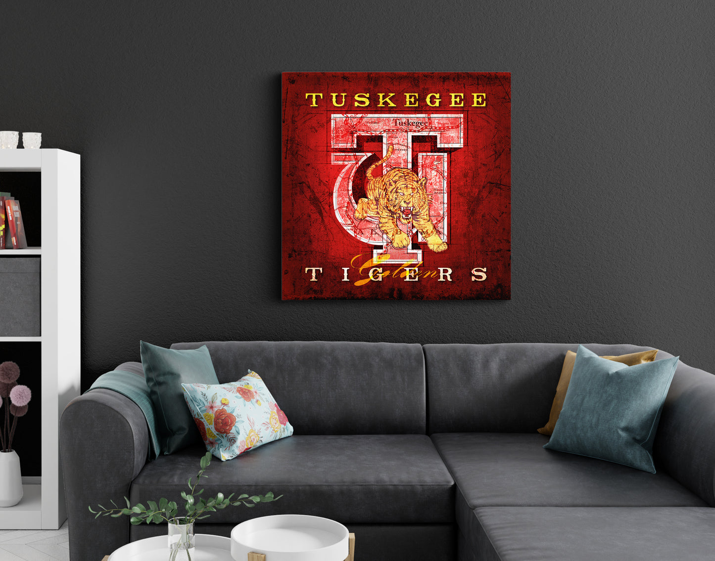 Tuskegee Golden Tigers Vintage Canvas Map