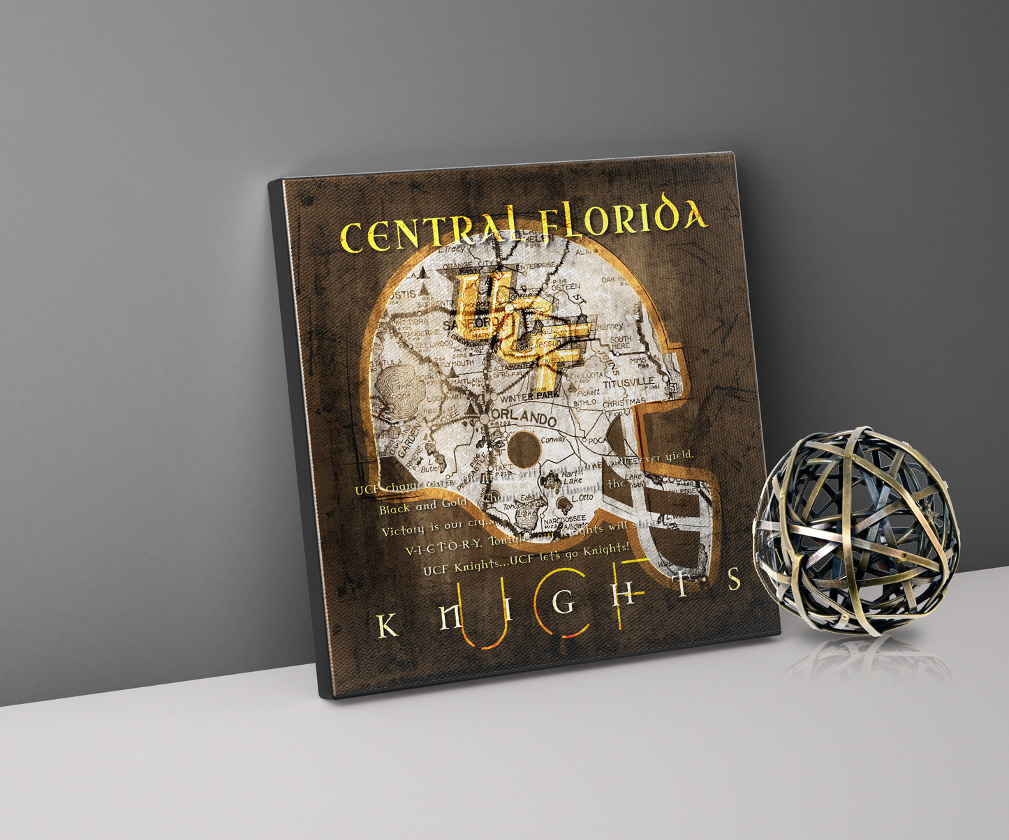 UCF Knights Vintage Canvas Map | Fight Song Lyrics