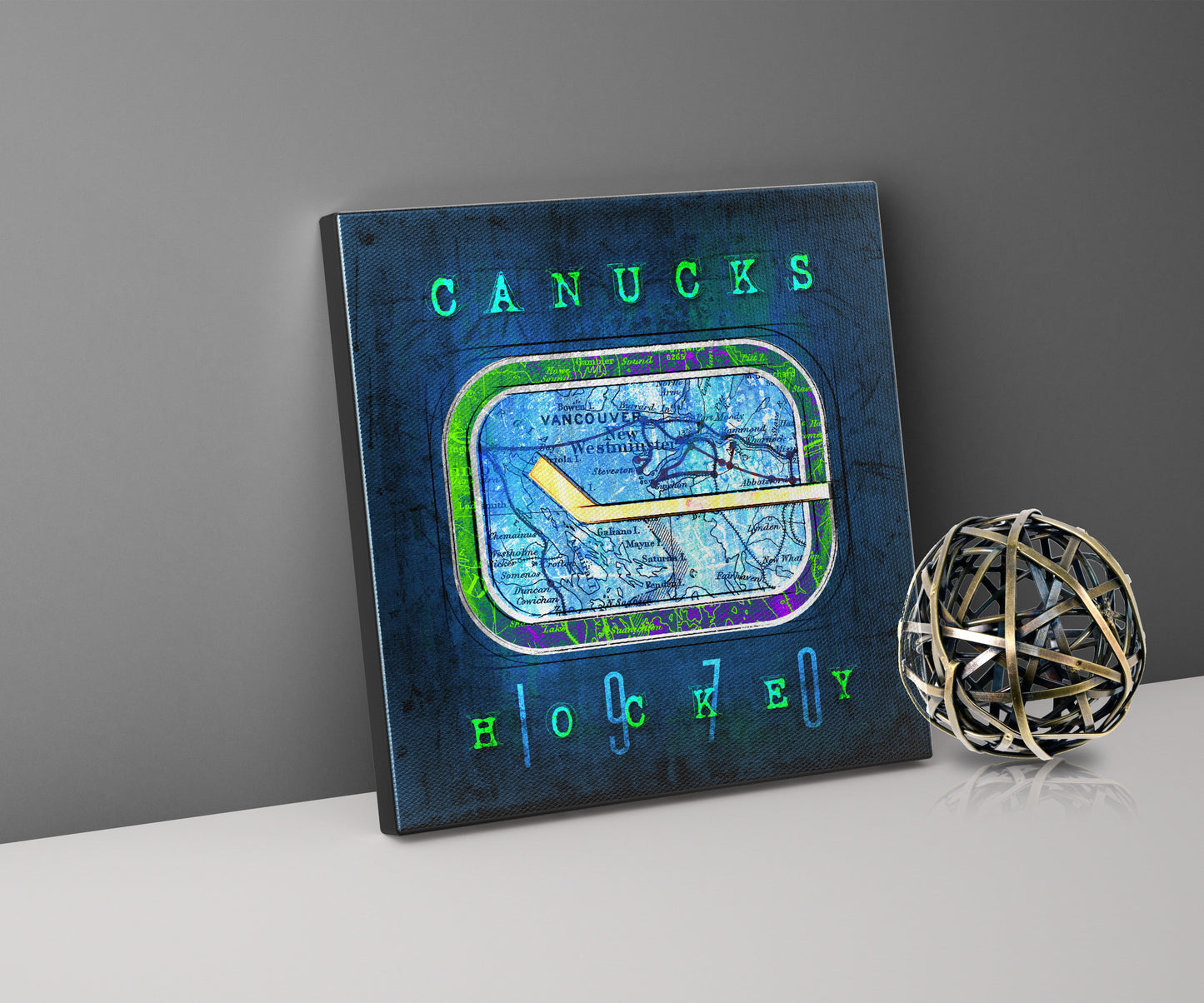 Vancouver Canucks Vintage Canvas Map | Stick in Rink