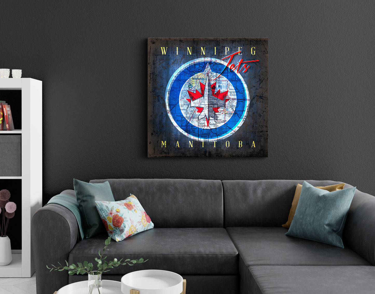 Winnipeg Jets Vintage Canvas Map