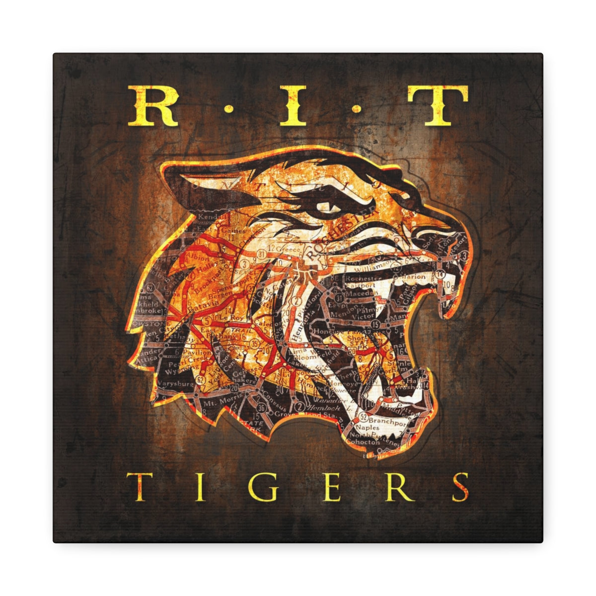 Rochester Institute of Technology Vintage Canvas Map | RIT