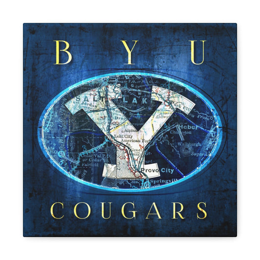 BYU Cougars Vintage Canvas Map