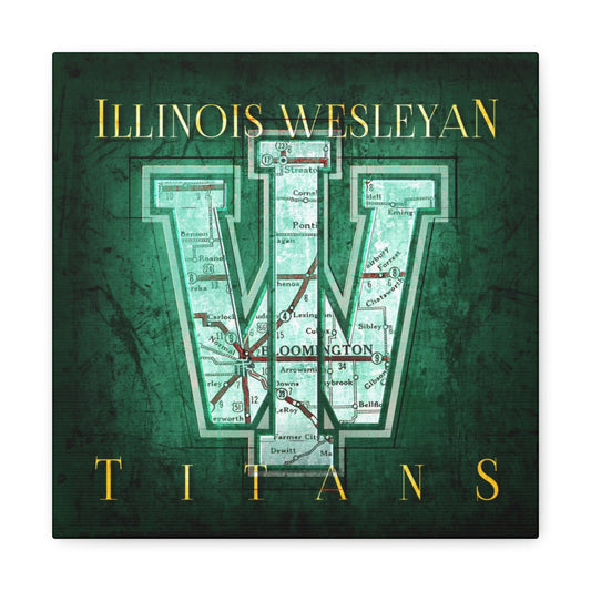 Illinois Wesleyan Titans Vintage Canvas Map