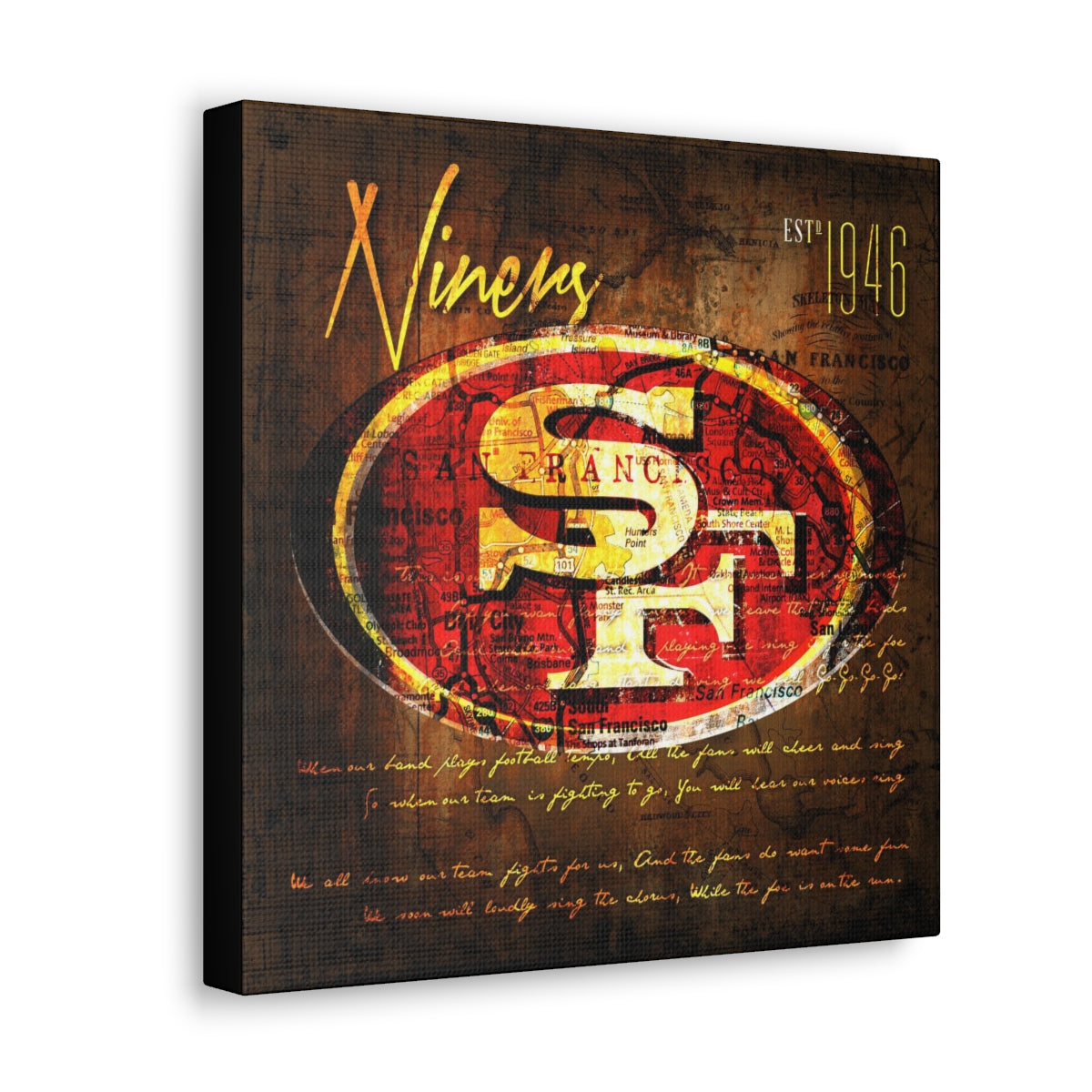 San Francisco 49ers Vintage Canvas Map