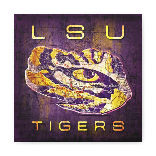 LSU Tigers Vintage Canvas Map