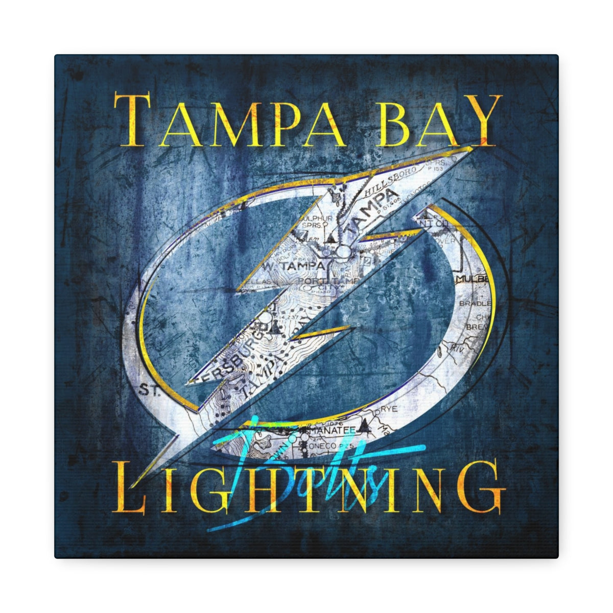 Tampa Bay Lightning Vintage Canvas Map