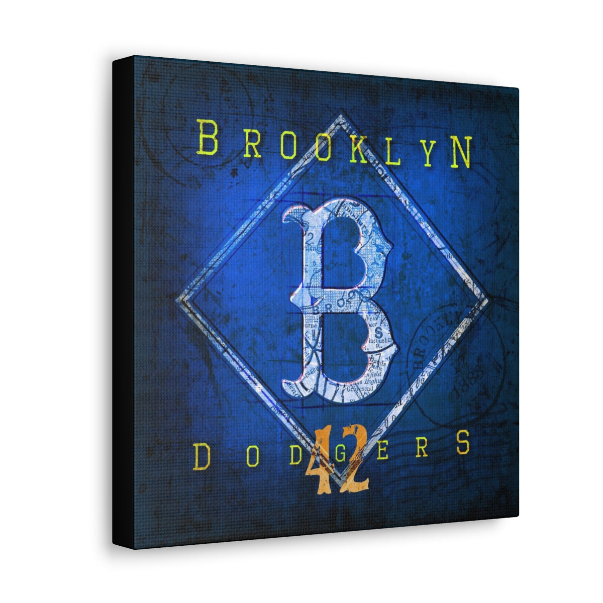 Brooklyn Dodgers Vintage Canvas Map | Throwback Jackie Robinson