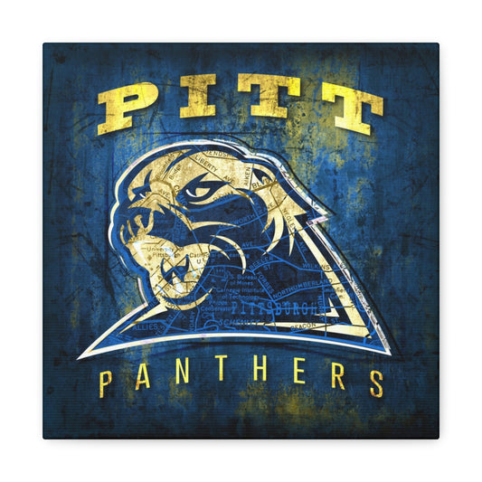 Pitt Panthers Vintage Canvas Map