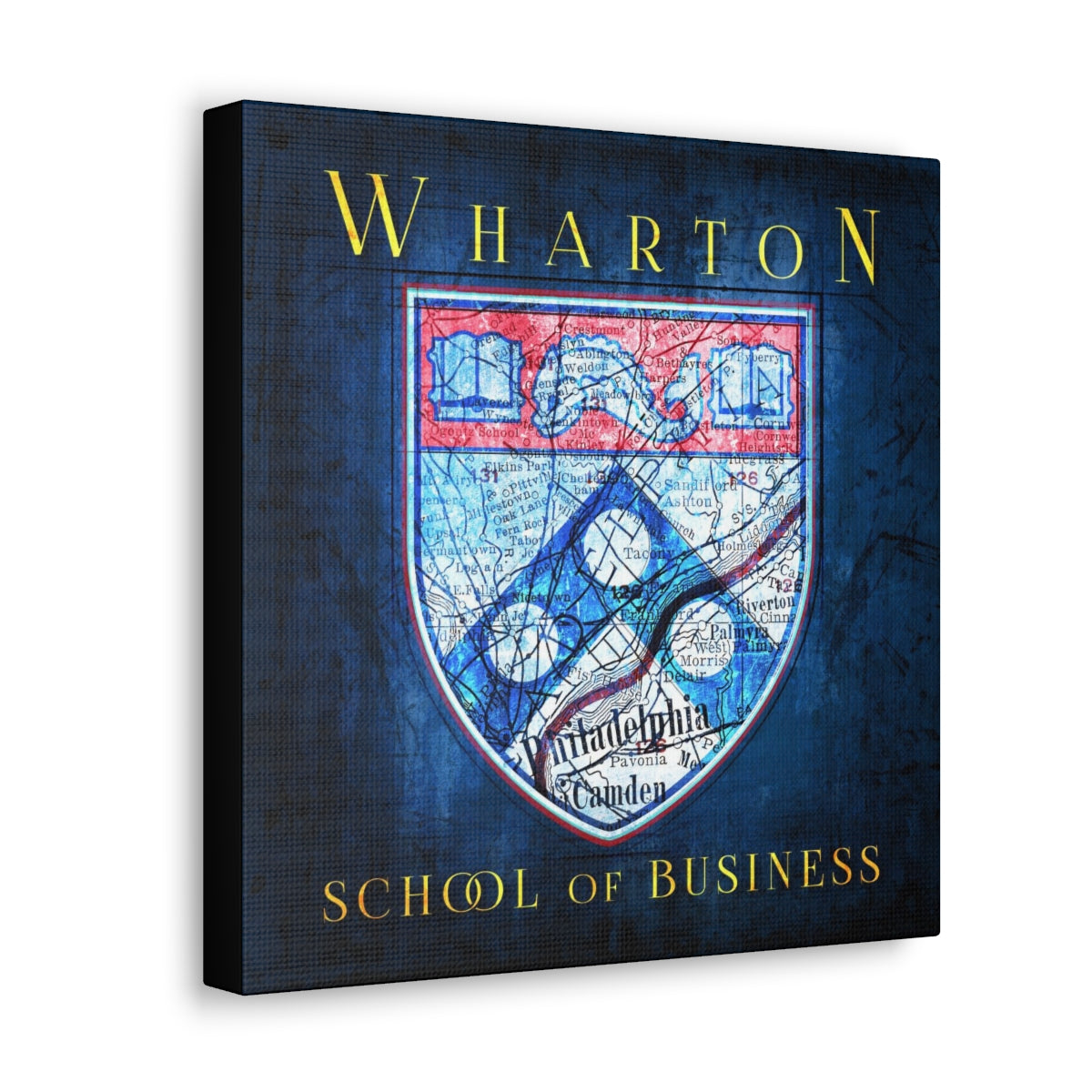 Wharton School of Business Vintage Canvas Map