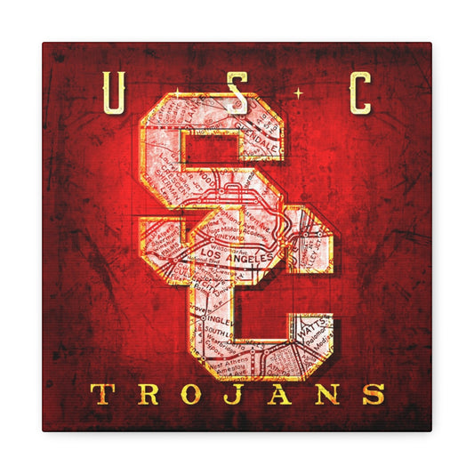 USC Trojans Vintage Canvas Map