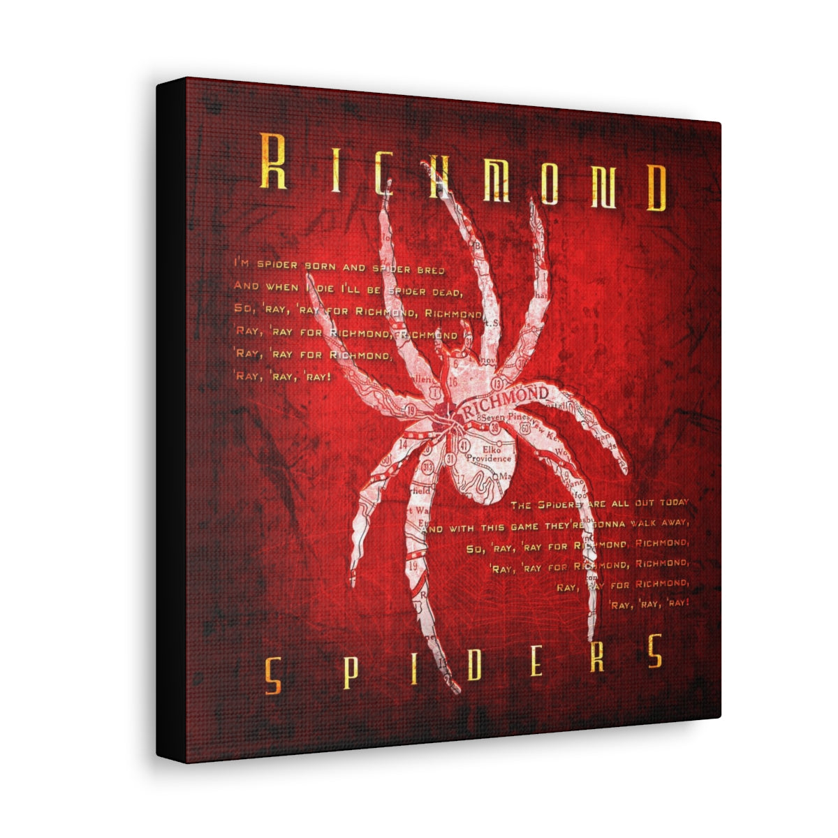 Richmond Spiders Vintage Canvas Map | Fight Song Lyrics