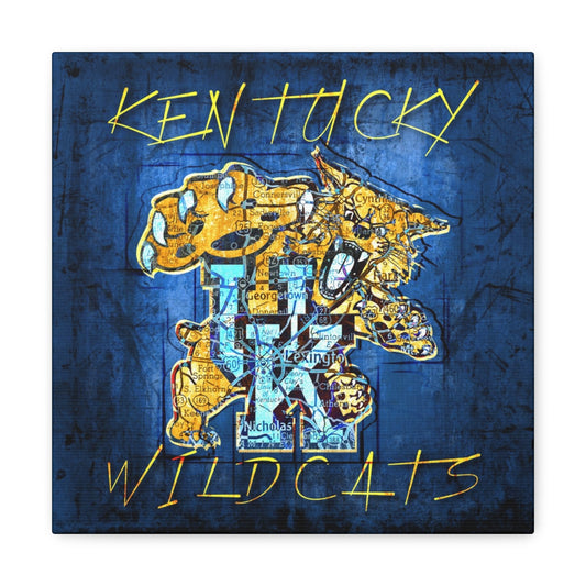 Kentucky Wildcats Vintage Canvas Map
