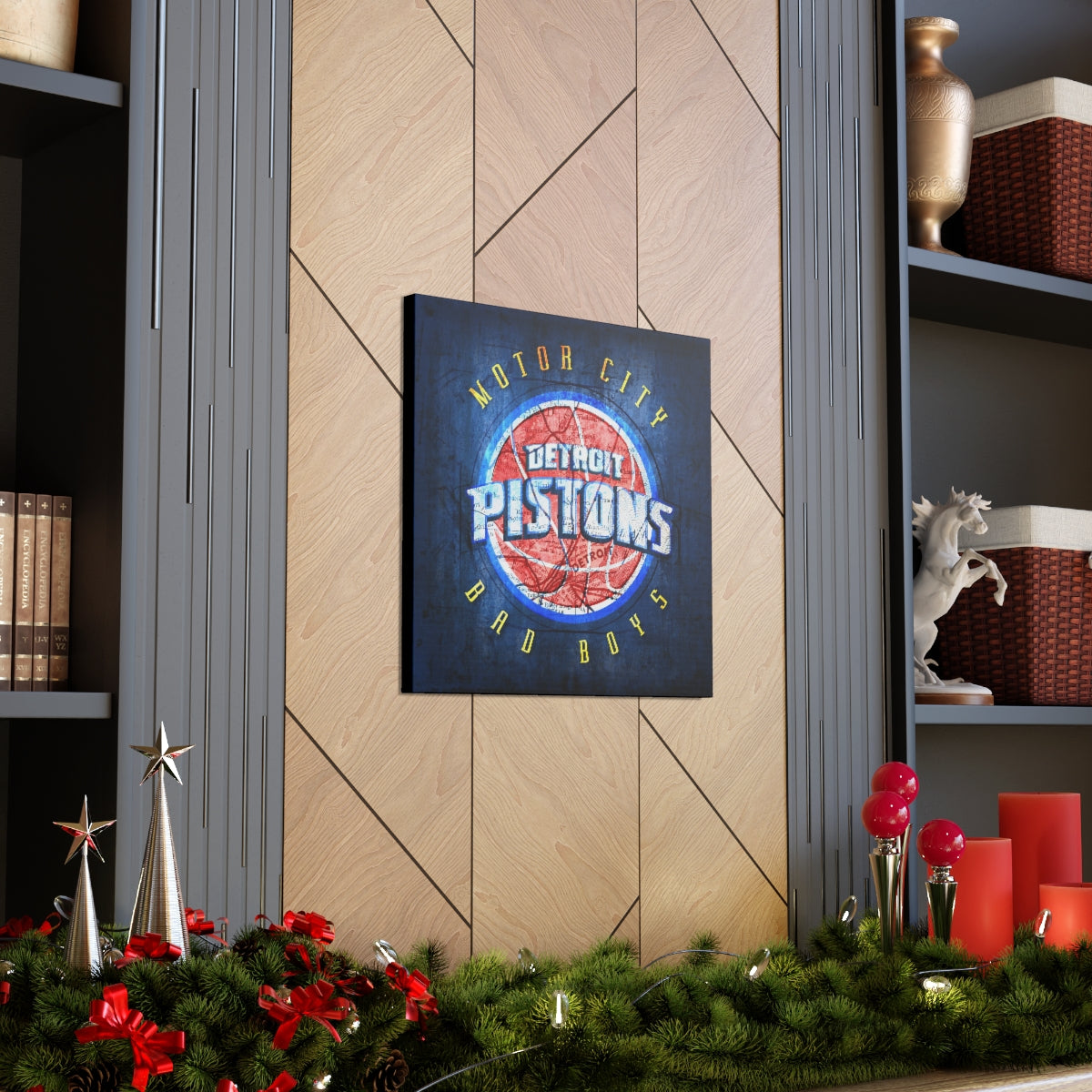 Detroit Pistons Vintage Canvas Map