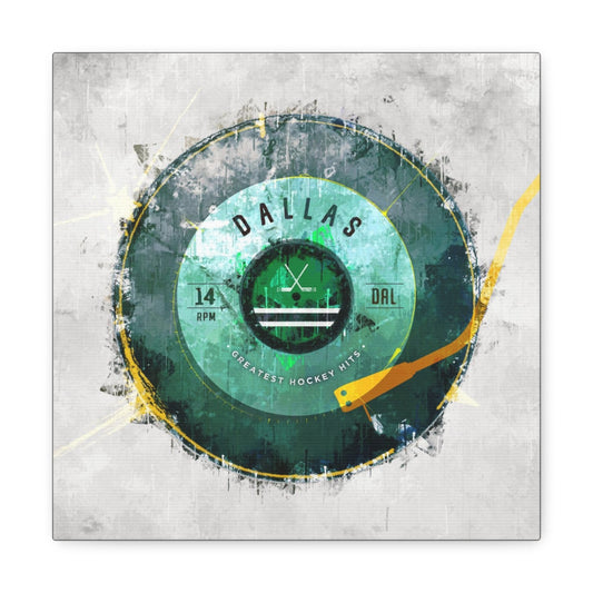 Dallas Stars Hockey Puck Turntable Canvas Art