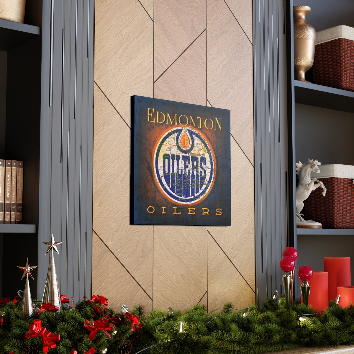 Edmonton Oilers Vintage Canvas Map