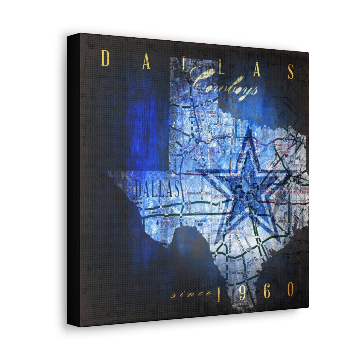 Dallas Cowboys Vintage Canvas Map