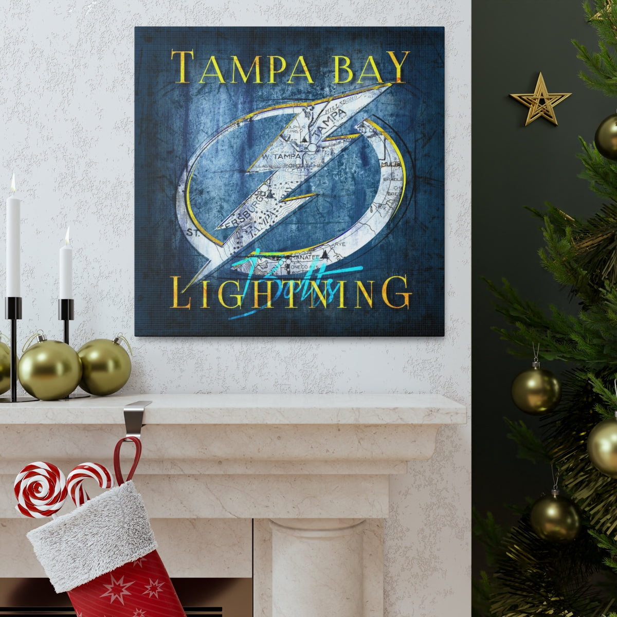 Tampa Bay Lightning Vintage Canvas Map