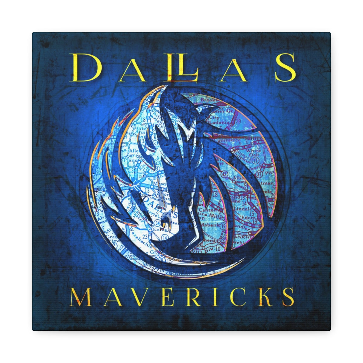 Dallas Mavericks Vintage Canvas Map