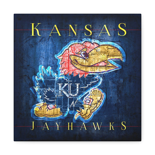 Kansas Jayhawks Vintage Canvas Map