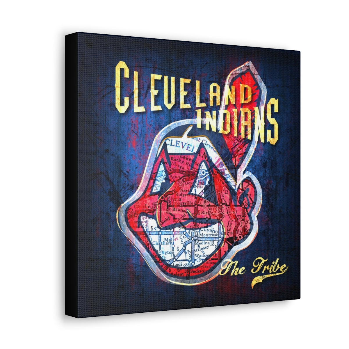 Cleveland Indians Vintage Canvas Map | Chief Wahoo