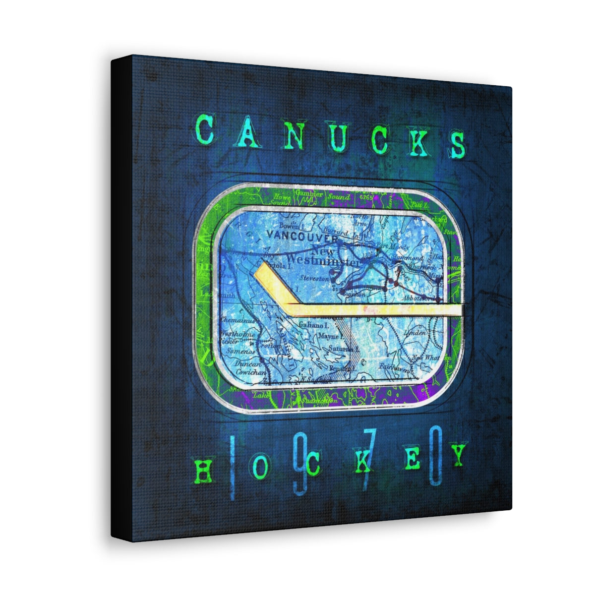 Vancouver Canucks Vintage Canvas Map | Stick in Rink