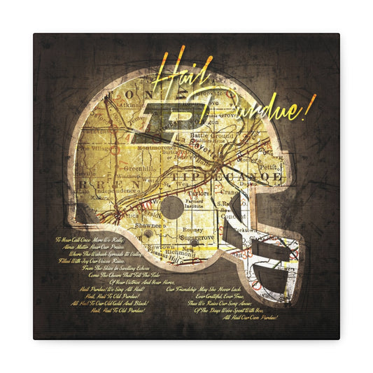 Purdue Boilermakers Vintage Canvas Helmet Map | Fight Song Lyrics