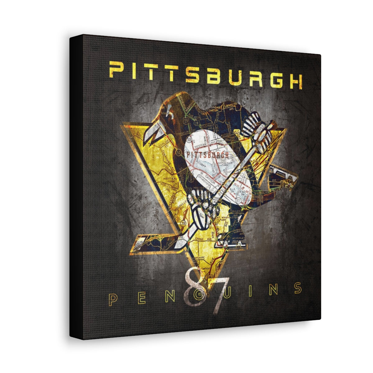 Pittsburgh Penguins Vintage Canvas Map